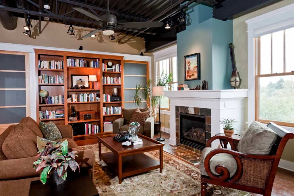 Family Room & Custom Bookshelf