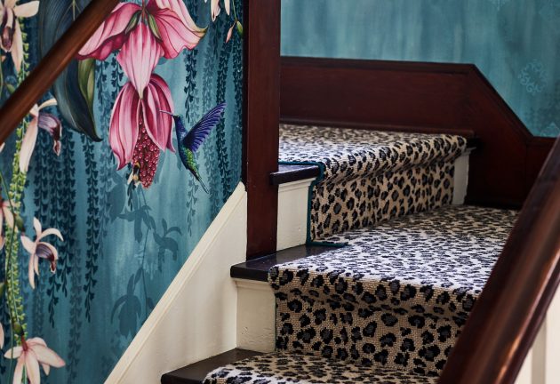 Runner Old Stairs and Wallpaper