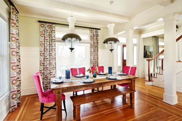 dining space, drapery